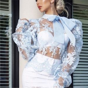 3 FOR $35 - NWOT LACE BLUE BLOUSE